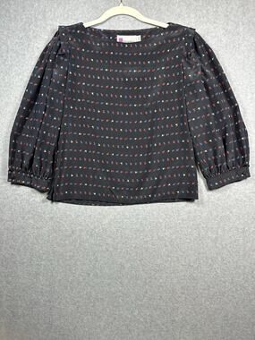 Vintage Prophecy Floral Balloon Sleeve Blouse Women's Est. Medium Black Boat